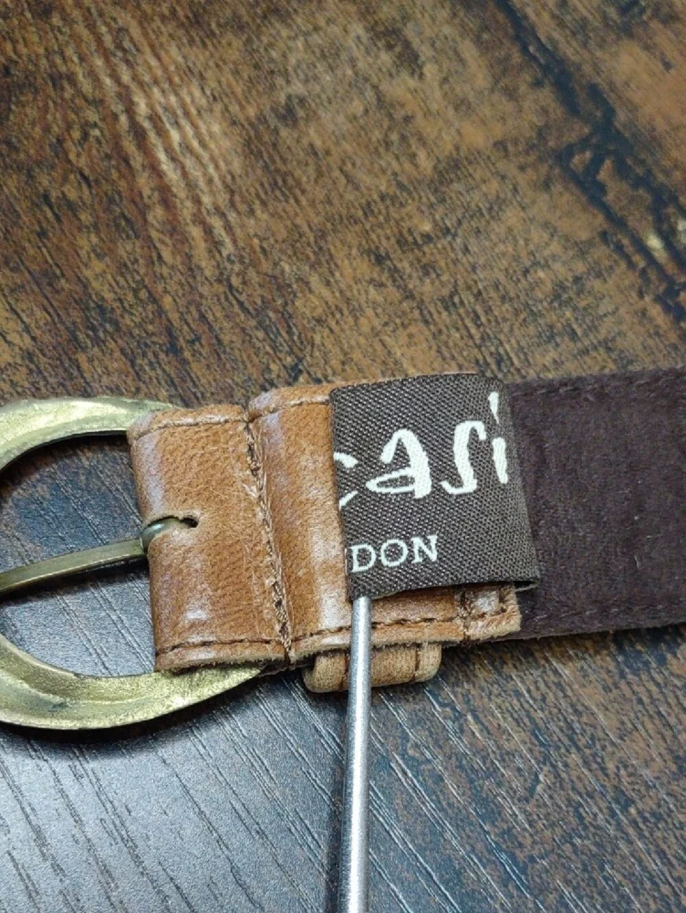 Jocasi London Leather Belt w/ Brass Stud Medallions And Buckle
